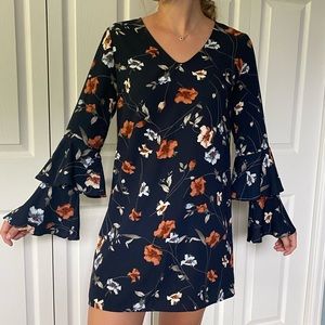 Lulus Navy Flowered Dress